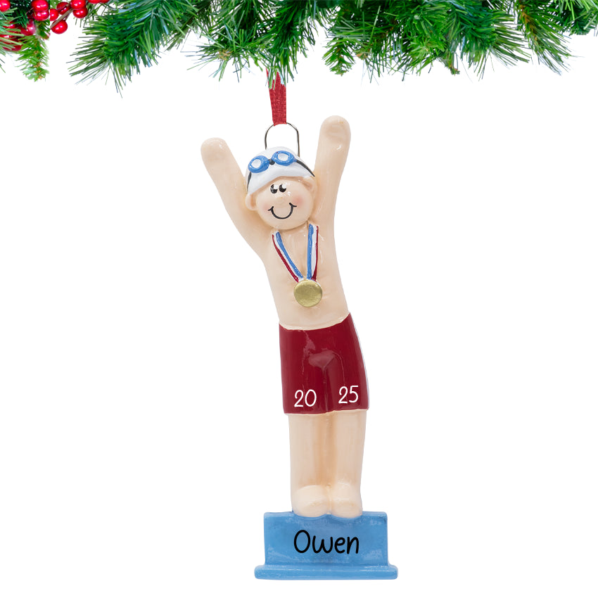 Custom Swimmer Boy Ornament