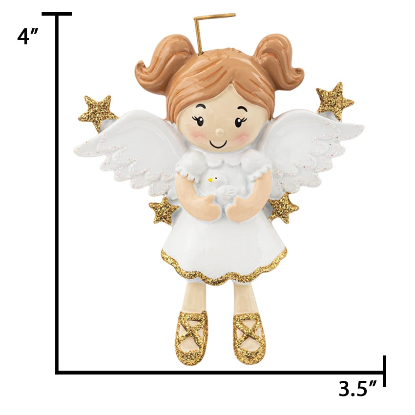 Personalized Angel with Dove Christmas Ornament - Gift for Loss of Loved One