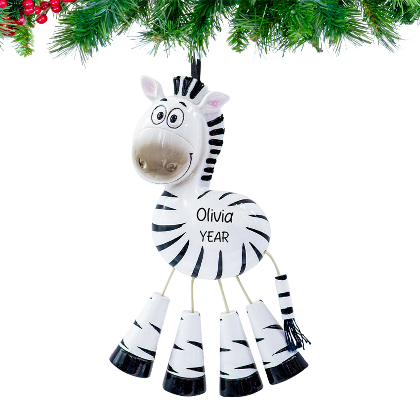 Personalized Zebra Christmas Ornament