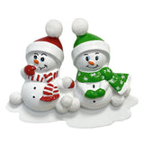 Personalized Naughty or Nice Romantic Snowman Couple Christmas Ornament