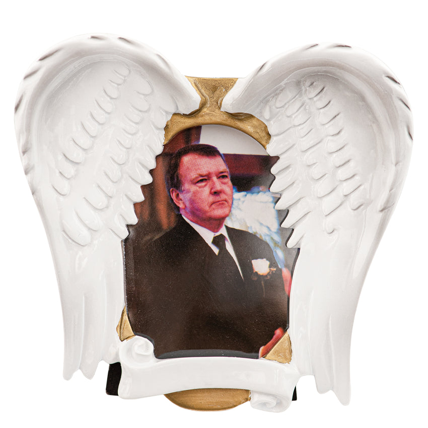 Custom Angel Wings Memorial Picture Frame Christmas Ornament