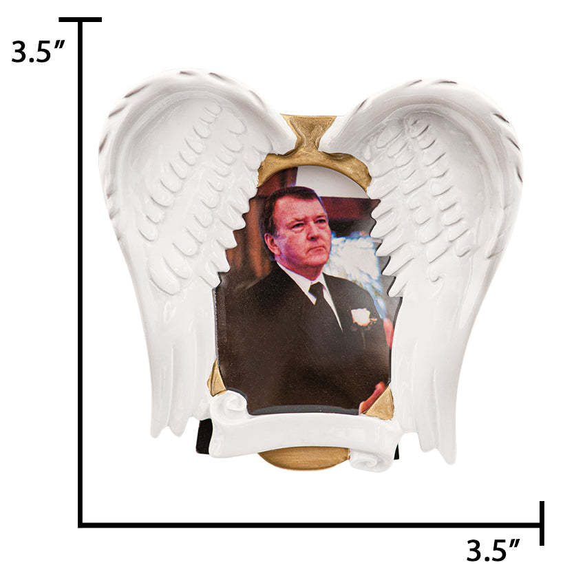Custom Angel Wings Memorial Picture Frame Christmas Ornament
