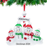 Personalized Snowman Family of 4 Christmas Tree Ornament