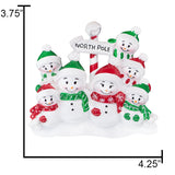 Personalized Snowman Family of 7 Christmas Tree Ornament