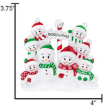 Personalized Snowman Family of 8 Christmas Tree Ornament