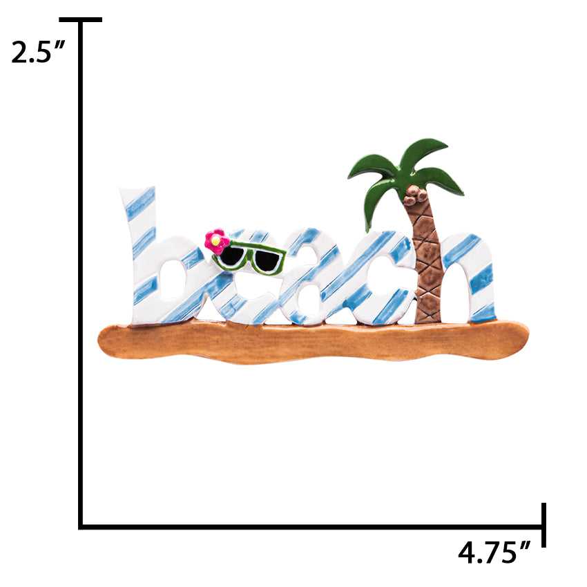 Personalized Beach Christmas Ornament / Beach Sign With Palm