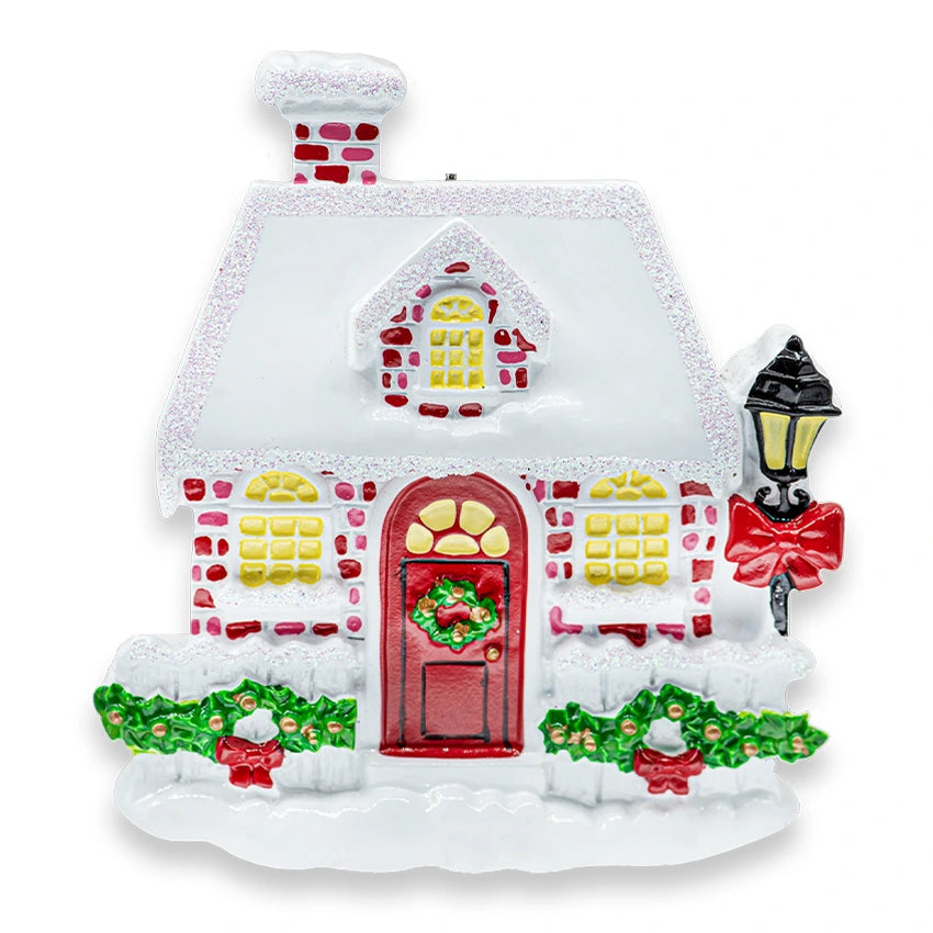 Personalized New House Christmas Ornament Snowy / Red