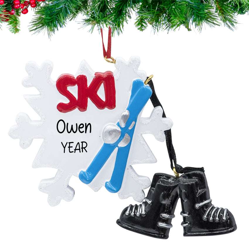 Personalized Skiing Christmas Ornament