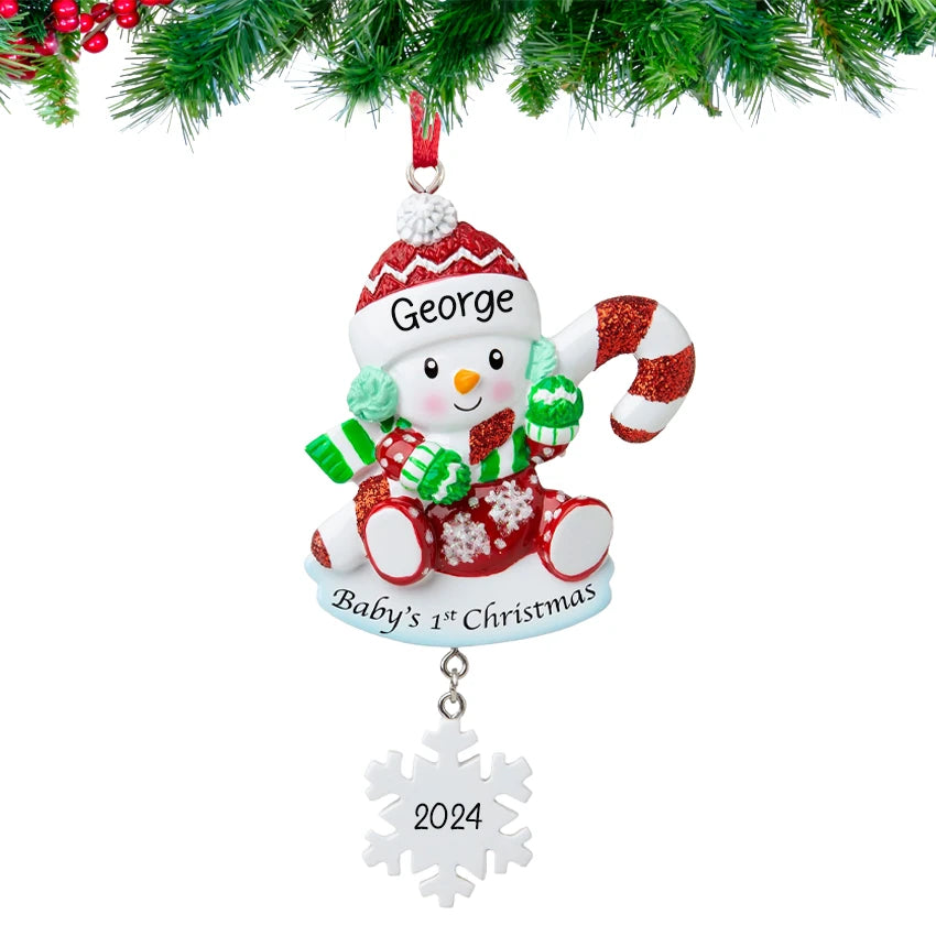 Baby's first Christmas snowbaby ornament, a sweet and memorable decoration to celebrate a special holiday milestone.