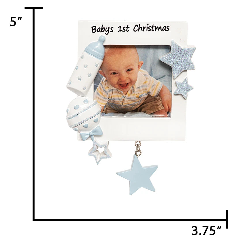 "Celebrate baby's first Christmas with a custom ornament designed for a boy, adding a personal and memorable touch to your holiday decor.