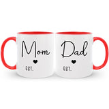 Custom mom and dad coffee mugs, a personalized gift to celebrate their love and shared moments.