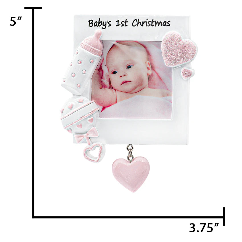 Custom baby's first Christmas ornament featuring personalized design, perfect for celebrating Noel.
