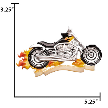 Customized motorcycle ornament for Christmas tree with personalized details, ideal for bikers and holiday decor enthusiasts.