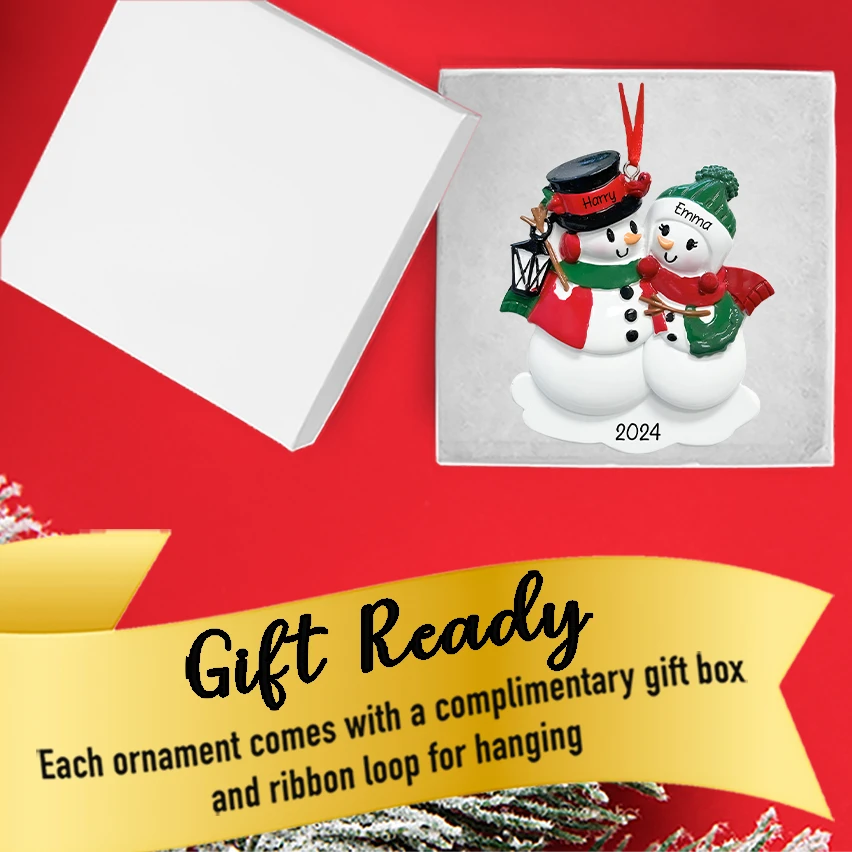 Celebrate your first Christmas together with a snowman lantern couple ornament.