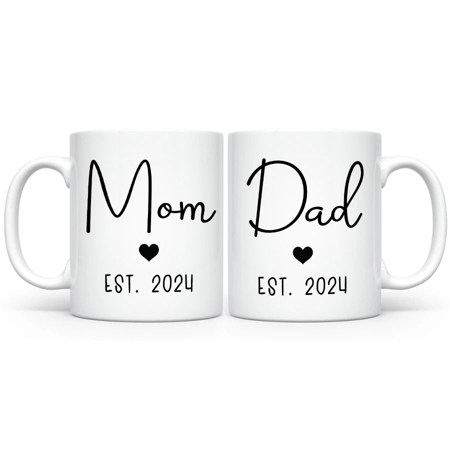 First time parents custom mug set, a delightful gift to celebrate their unique journey.