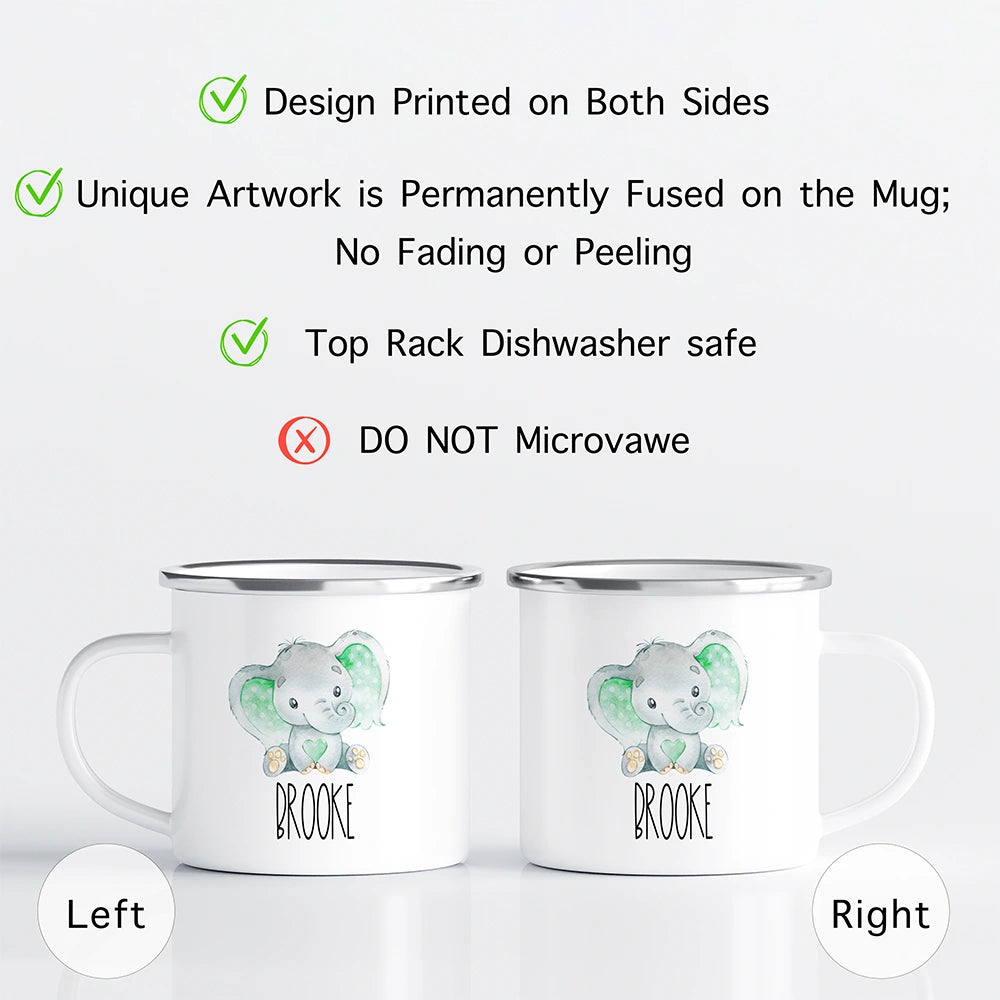 Kids hot cocoa mug elephant design custom, a playful drinkware perfect for enjoying warm beverages.