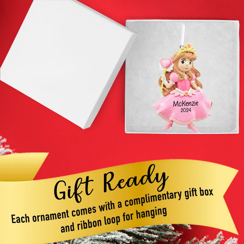 Personalized kids' princess Christmas ornament, a charming and unique gift for holiday memories.