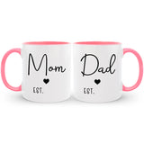 Personalized new parents EST mug set, a special gift to commemorate their unique family milestone.