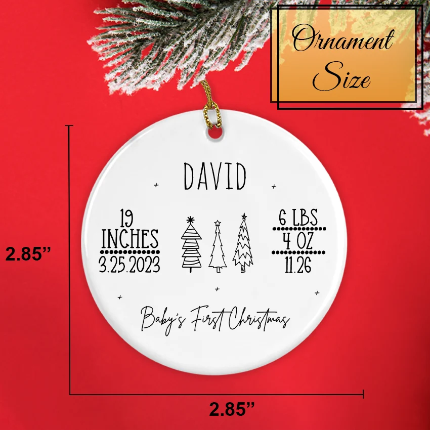 Tree-Themed - Personalized Baby's First Christmas Trees Design Ornament size 2.85 inches ORN026.BABY